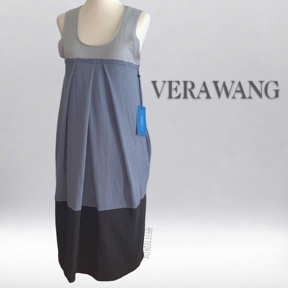 SIMPLY VERA VERA WANG COLOR BLOCK SHIFT DRESS | GREY & BLACK | NEW WITH TAG | XS